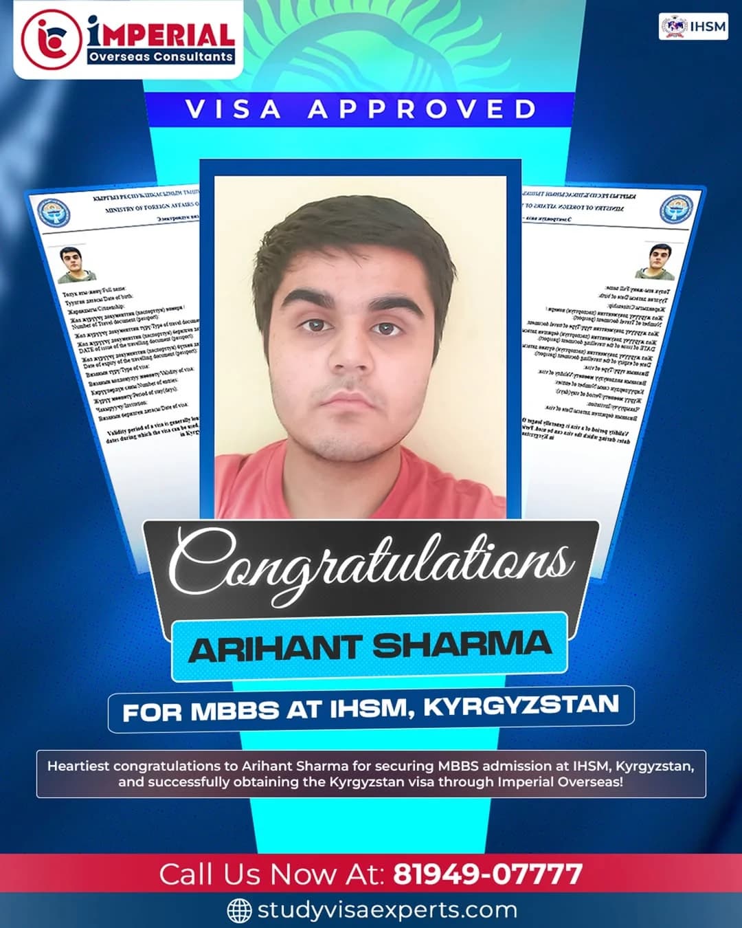 Arihant Sharma - Visa Approved for Kyrgyzstan