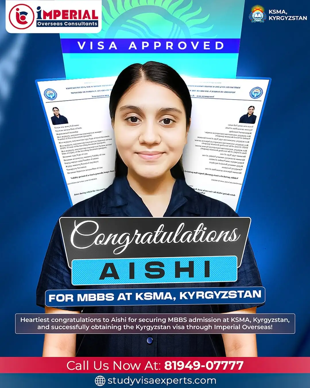 Aishi - Visa Approved for Kyrgyzstan
